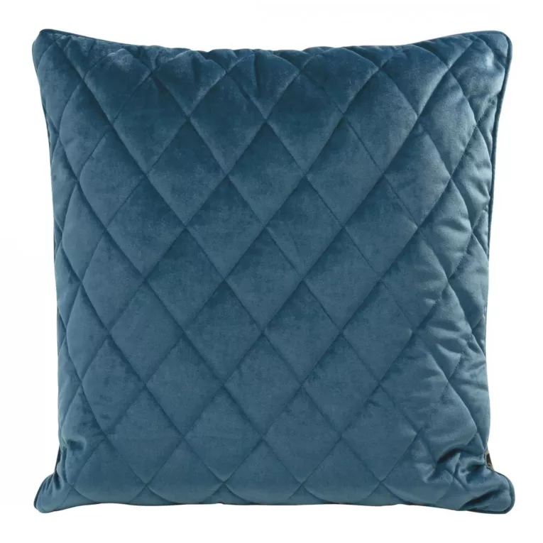 Poduszka 50 x 50 cm granatowa pikowana we wzór karo z ozdobną wypustką na brzegach VELVET 28 Eurofirany
