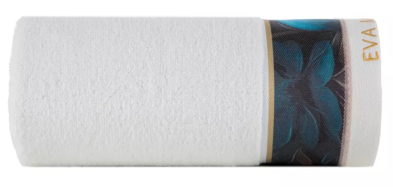 Ręcznik do rąk 30x50 cm bawełniany kolor biały,niebieski z designerską bordiurą 500 g/m2 Eva Minge Eurofirany