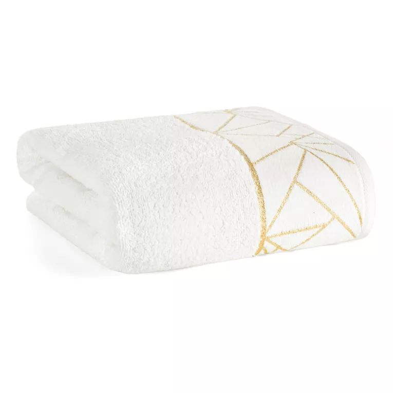 Ręcznik kąpielowy 70x140 cm bawełniany kolor kremowy zdobiony wzorem geometrycznym CLEO Eurofirany