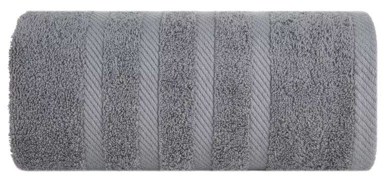 Ręcznik kąpielowy 100x150 cm bawełniany kolor stalowy z ozdobną bordiurą 500 g/m2 MILO Eurofirany