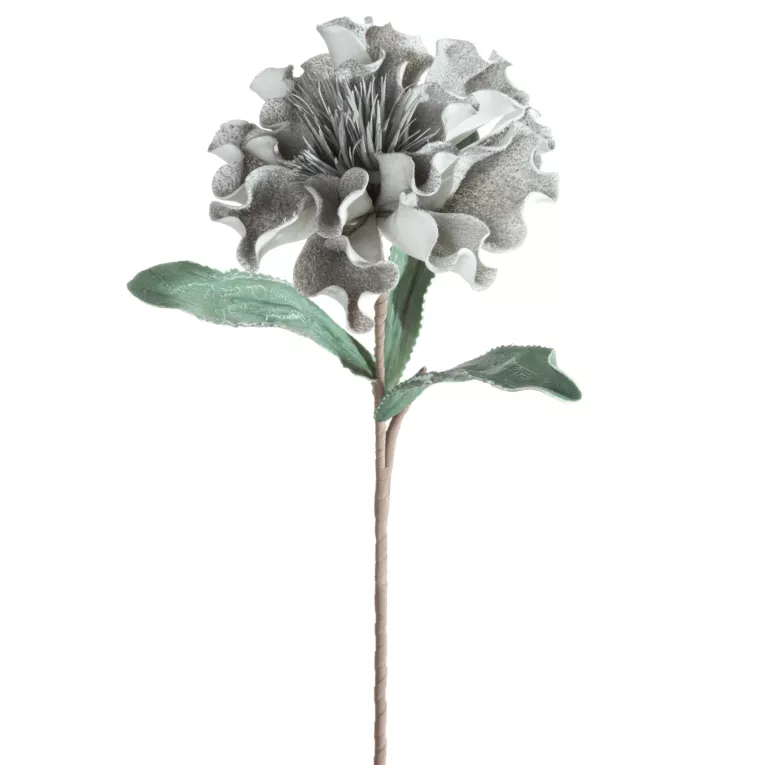 Kwiat sztuczny popielaty z plastycznej pianki foamiran 75 cm Eurofirany