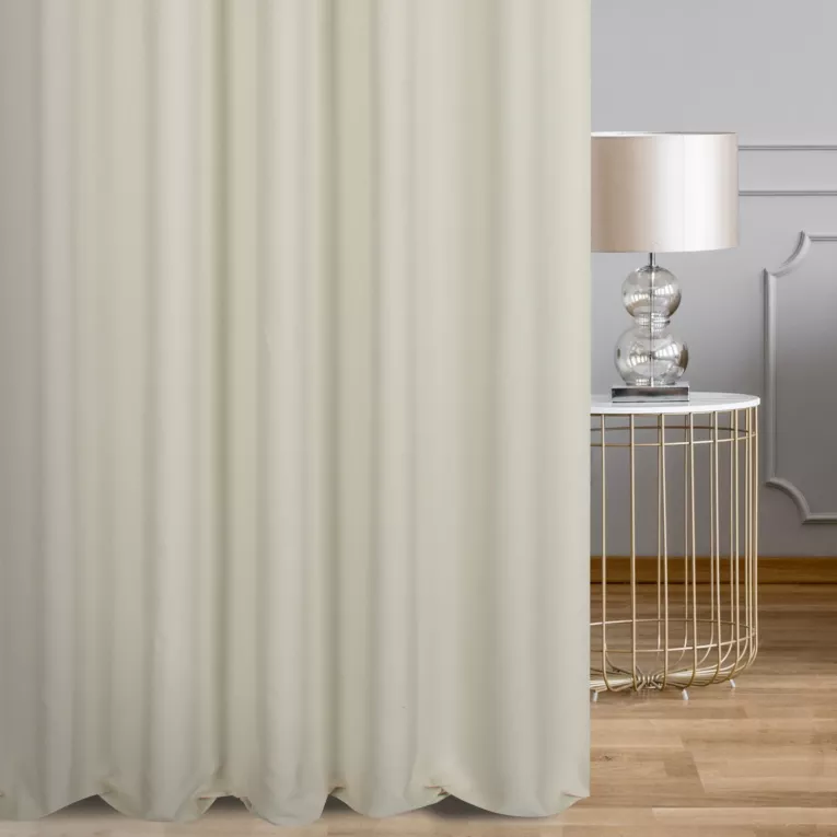 Zasłona szyta na taśmie fala kremowa z szenilowej tkaniny