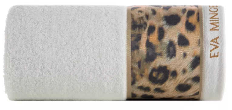 Ręcznik kąpielowy 70x140 cm bawełniany kolor kremowy,czarny z designerską bordiurą 500 g/m2 EVA 23 Eva Minge Eurofirany