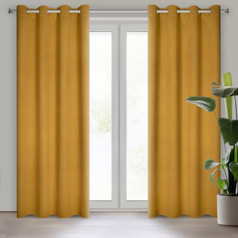 Zasłona miodowa  zaciemniająca o strukturalnym wzorze  135x250 cm przelotka CARLO Eurofirany