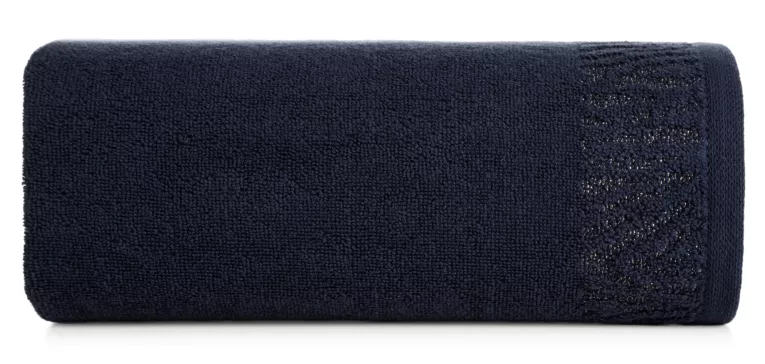 Ręcznik kąpielowy 50x90 cm bawełniany kolor granatowy z ozdobną błyszczącą bordiurą 500 g/m2 MARGO Eurofirany