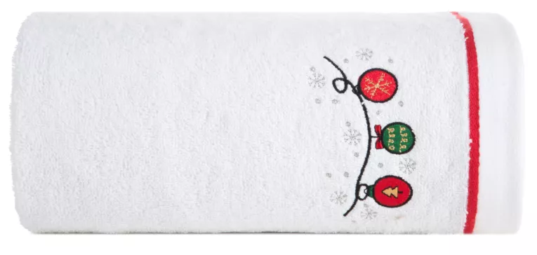 Ręcznik do rąk świąteczny 30x50 cm bawełniany kolor biały,czerwony zdobiona świątecznym haftem 450 g/m2 GERDA Eurofirany
