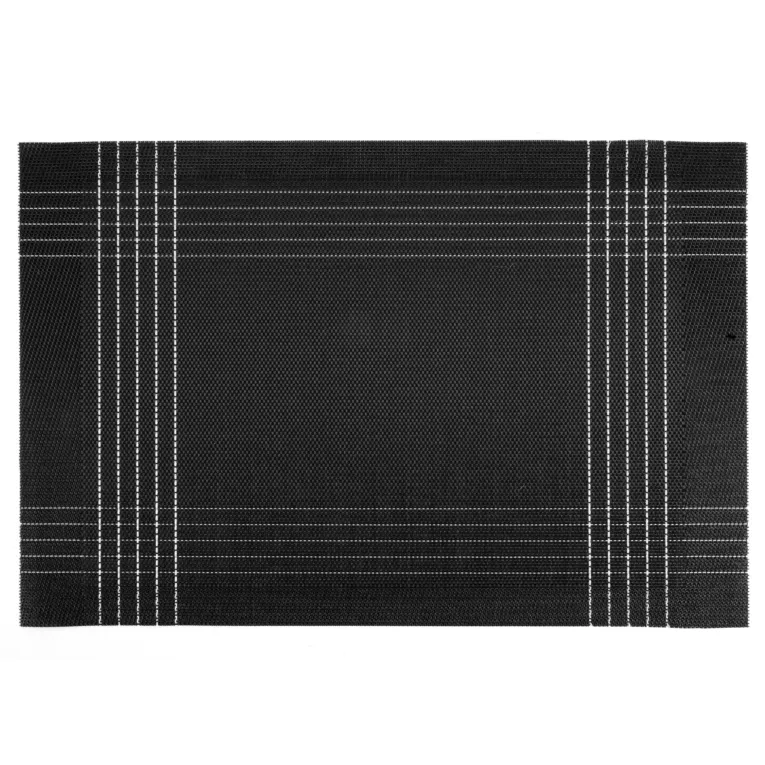 Podkładka na stół czarno, złota 30x45 cm KARA zdobiona w subtelna kratkę Eurofirany