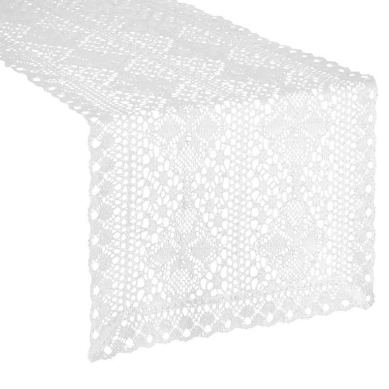 Bieżnik na stół 40x140 cm biały ażurowy MARY w stylu boho Eurofirany