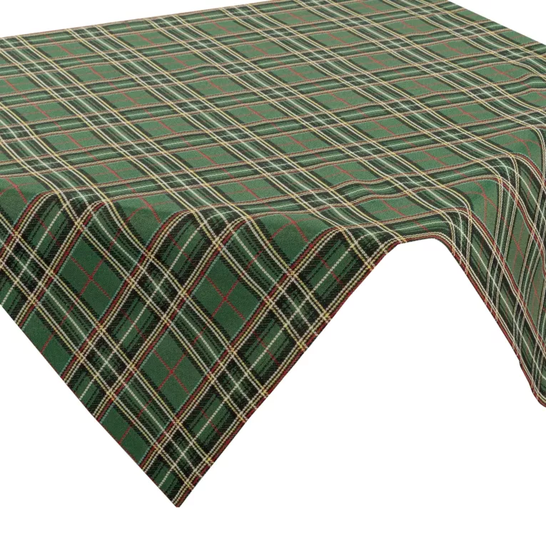 Obrus na stół ciemnozielony 85x85 cm gobelinowy LOOK świąteczny w kratę