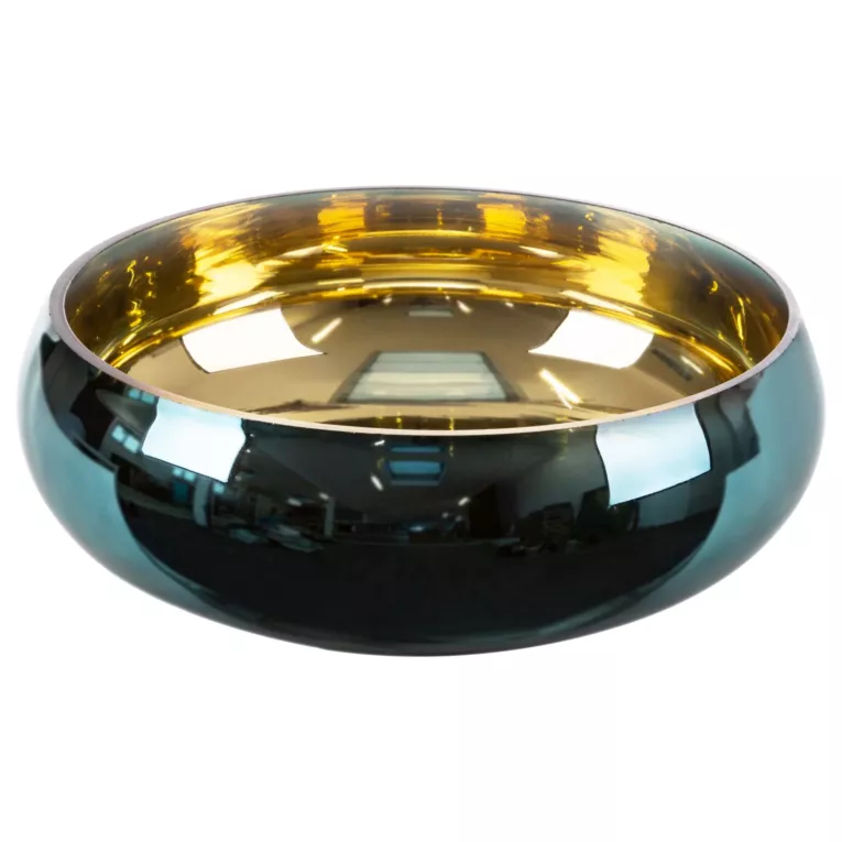 Misa dekoracyjna NELA turkusowa ze złotym wnętrzem szklana Eurofirany