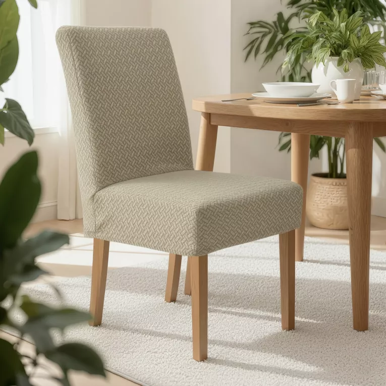 Pokrowiec na krzesło beżowy wodoodporny z wytłaczanym wzorem 35x55x30 cm Design 91  Eurofirany