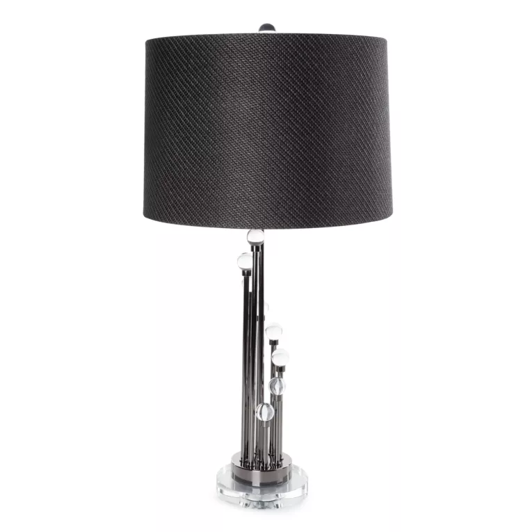 Lampa stołowa do pokoju czarna ISLA zdobiona kryształkami Eurofirany