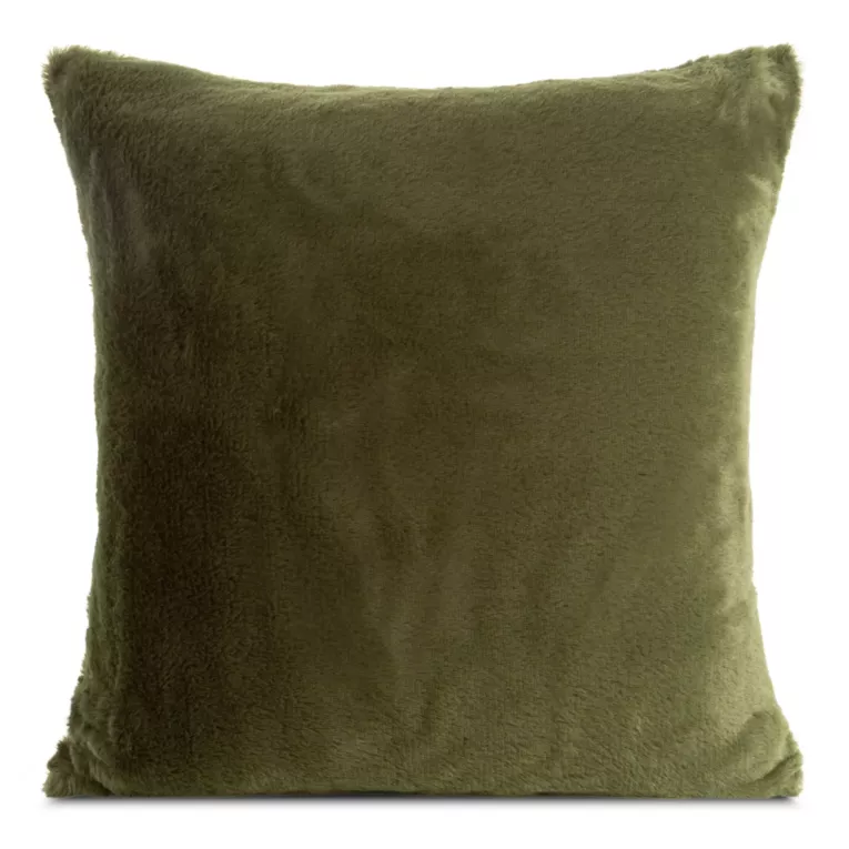 Poszewka na poduszkę 45x45 cm oliwkowa z miękkiej futrzanej tkaniny NINA Eurofirany