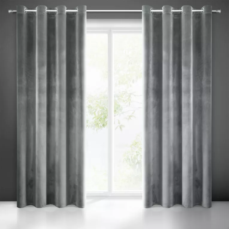 Zasłona grafitowa z połyskiem, welwetowa 140x250 cm na przelotka SAMANTA Eurofirany