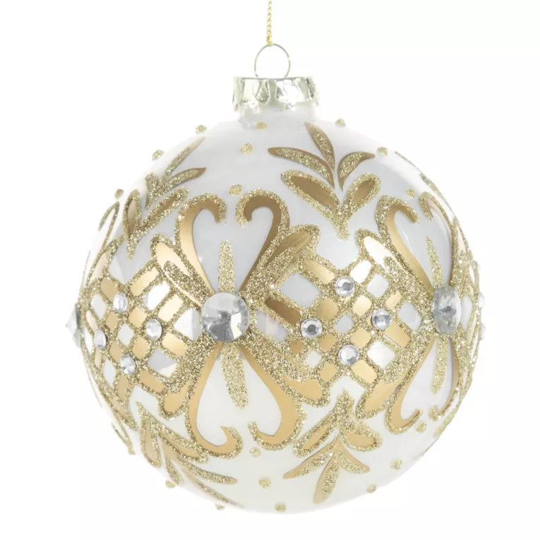 Klasyczna bombka choinkowa ręcznie zdobiona z dodatkiem kryształków Eurofirany