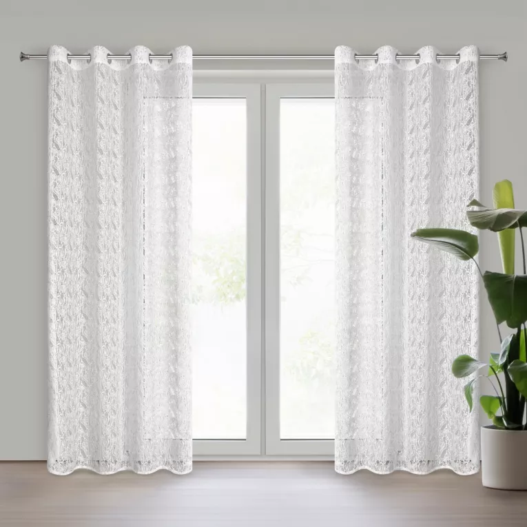 Firana biała z siateczki niewymagająca prasowania 140x250 cm przelotka MONI Eurofirany