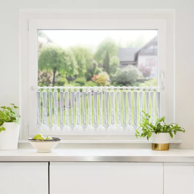 Tkanina firanowa zazdrostka z haftem i ażurem Eurofirany