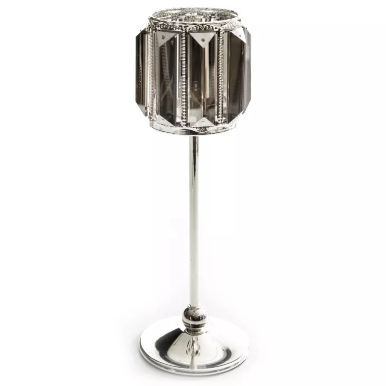 Świecznik dekoracyjny RONI srebrny z kryształkami Eurofirany