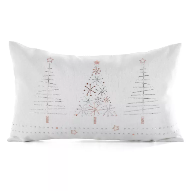 Poszewka na poduszkę 30x50 cm zdobiona błyszczącym wzorem biało, srebrna Eurofirany
