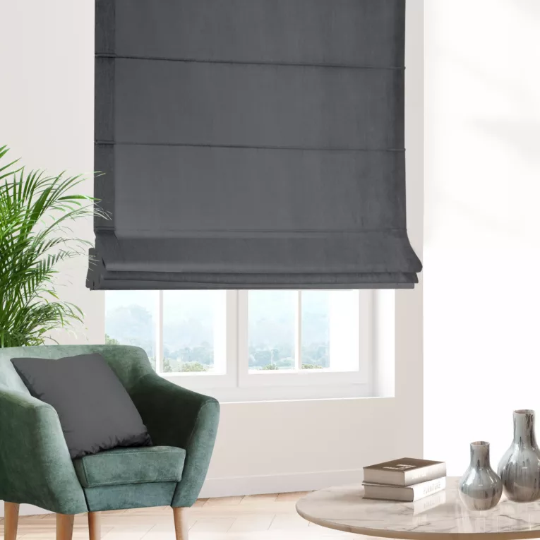 Roleta rzymska grafitowa z miękkiej tkaniny welwetowej