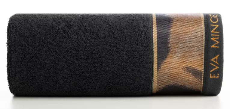 Ręcznik kąpielowy 50X90 cm bawełniany kolor czarny,brązowy z designerską bordiurą 500 g/m2 EVA 23 Eva Minge Eurofirany