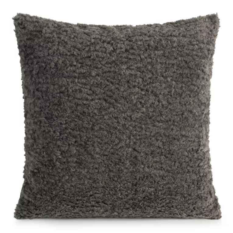 Poszewka na poduszkę 50x50 cm z miękkiej tkaniny barankowej grafitowa BUKLA Eurofirany
