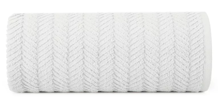 Ręcznik kąpielowy 50x90 cm bawełniany kolor biały zdobiony wzorem jodełki 550 g/m2 ETNO Eurofirany