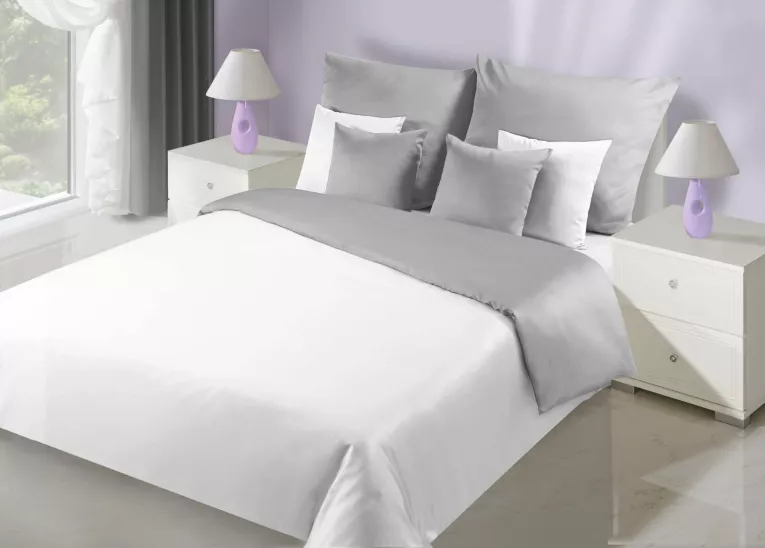 Poszwa na kołdrę 200x200 bawełniana kolor biały, jasnoszary dwustronna NOVA Eurofirany