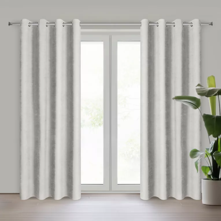Zasłona jasnoszara z tkaniny welurowej 120x180 cm przelotka - Dora Eurofirany