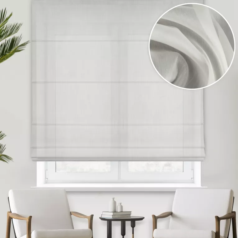 Roleta rzymska kremowa z delikatnej batystowej tkaniny z połyskiem