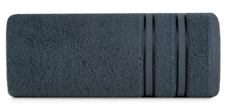 Ręcznik kąpielowy 50x90 cm bawełniany kolor stalowy z żakardowymi paseczkami 480 g/m2 MANOLA Eurofirany