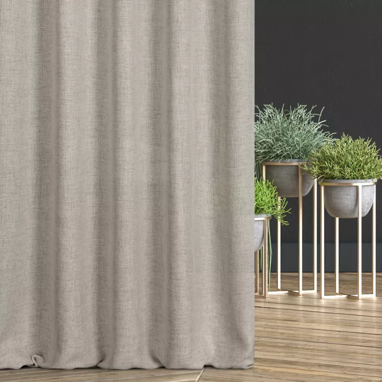 Zasłona szyta na taśmie fala beżowa z tkaniny w stylu ekologicznym z efektem melanżu