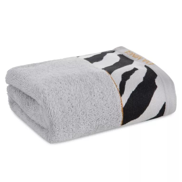 Ręcznik kąpielowy 50X90 cm bawełniany kolor srebrny,czarny z designerską bordiurą 500 g/m2 EVA 22 Eva Minge Eurofirany