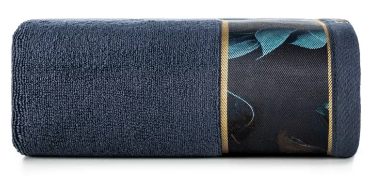 Ręcznik do rąk 30x50 cm bawełniany kolor stalowy,niebieski z designerską bordiurą 500 g/m2 Eva Minge Eurofirany