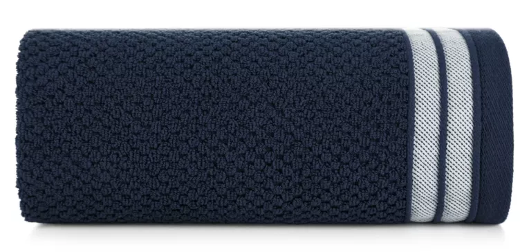 Ręcznik kąpielowy 50x90 cm bawełniany kolor granatowy w pasy 500 g/m2 MADLEN Eurofirany