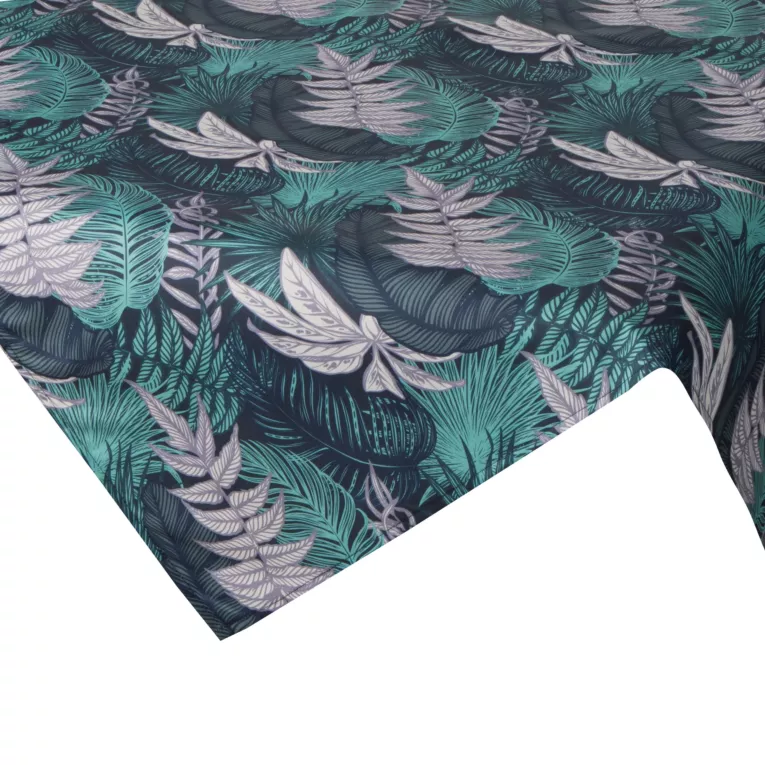 Bieżnik na stół granatowo, turkusowy 85x85 cm wodoodporny GARDEN na taras oraz balkon z motywem botanicznym