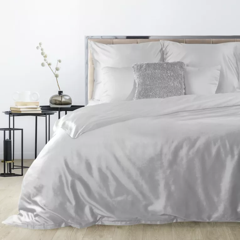 Pościel 140x200 cm gładka z satyny bawełnianej kolor jasnoszary DINA Diva Line Eurofirany