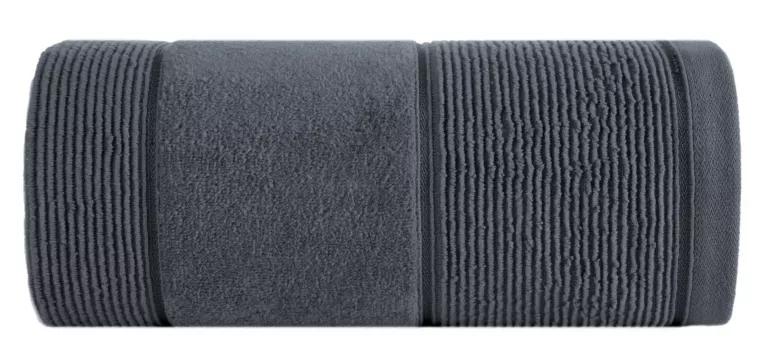 Ręcznik kąpielowy 50x90 cm bawełniany kolor stalowy z welurową bordiurą 500 g/m2 EMMA Eurofirany