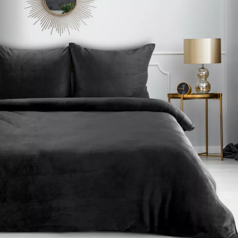 Pościel 220x200 cm gładka z polaru kolor czarny FLANO Eurofirany