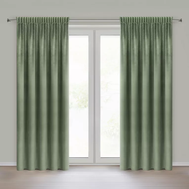 Zasłona oliwkowa z tkaniny welwetowej 135x300 cm taśma ROSA Design 91 Eurofirany