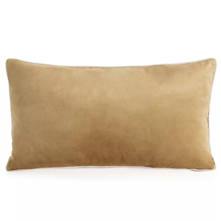 Poduszka 30 x 50 cm welwetowa miodowa z kontrastującą lamówką GAJA 3 Eurofirany