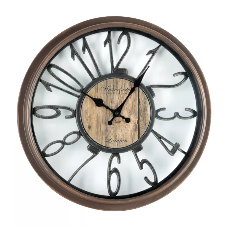 Okrągły zegar ścienny w stylu retro Eurofirany