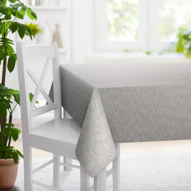 Obrus szyty popielaty z tkaniny z dodatkiem lnu, z melanżowym splotem ekologiczna