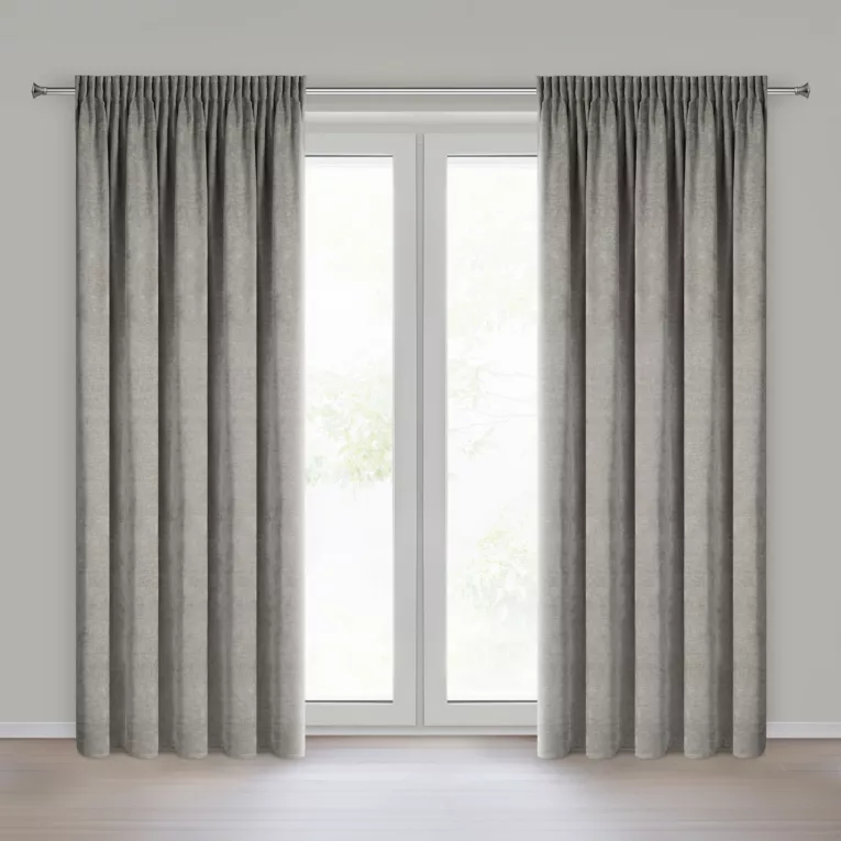 Zasłona  beżowa o szenilowej strukturze 140x270 cm taśma - NESKA Eurofirany