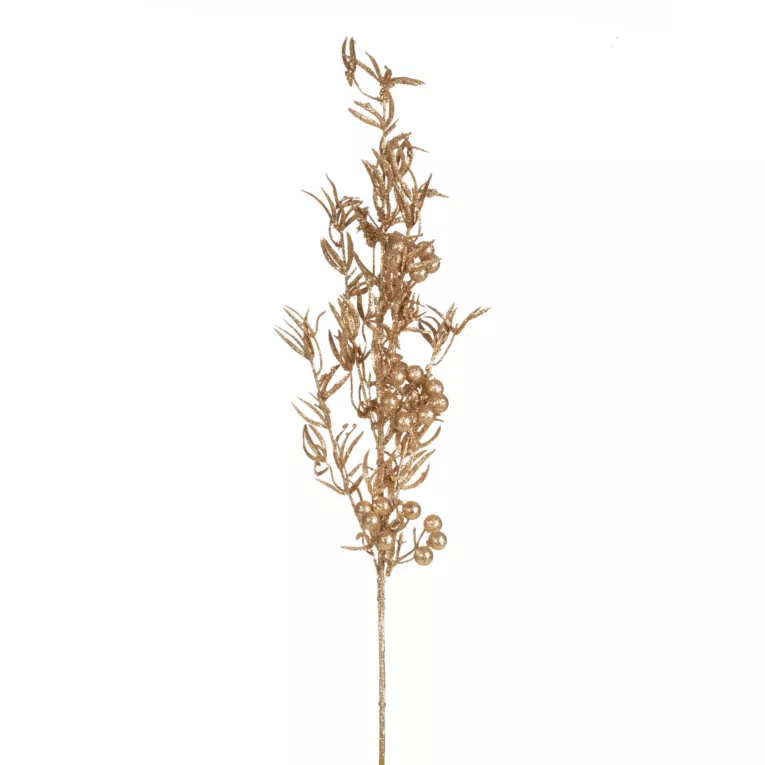 Ciemna złota gałązka na choinkę z kuleczkami 60 cm Eurofirany