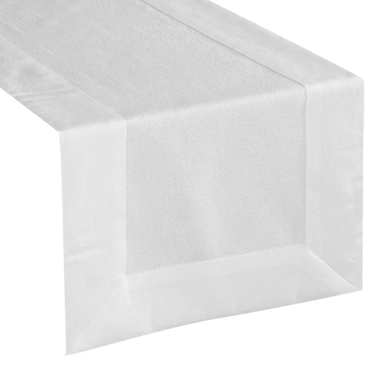 Bieżnik biały z połyskującej tkaniny Diva Line Eurofirany