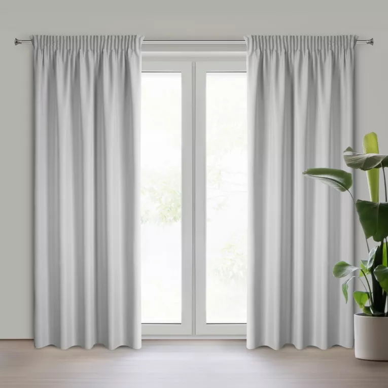 Zasłona srebrna z matowej gładkiej tkaniny 140x270 cm taśma RITA Eurofirany