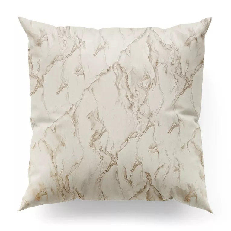 Poszewka szyta kremowo złocista z tkaniny welwetowej ze złotym marmurkowym nadrukiem