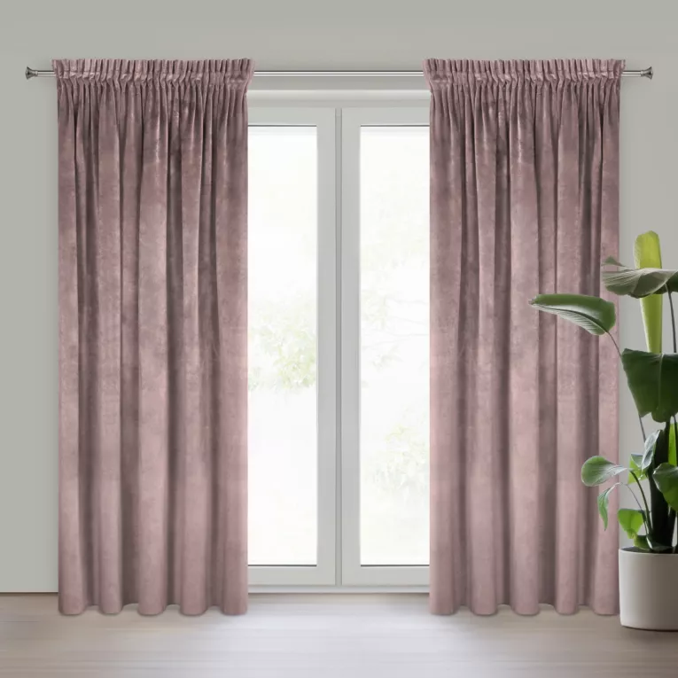 Zasłona pudrowo różowa z ekskluzywnego matowego welwetu 140x270 cm taśma RIA Diva Line Eurofirany