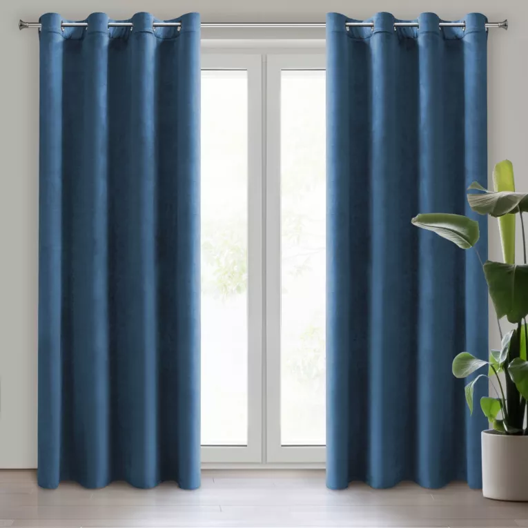 Zasłona granatowa z tkaniny welwetowej 140x250 cm przelotka ROSA Design 91 Eurofirany